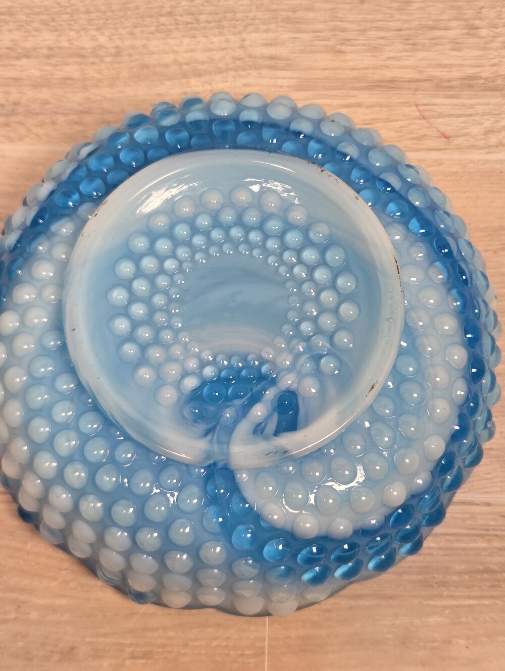 vintage blue & white milk glass, hobnail swirl slag glass Small Bowl - Picture 3 of 6